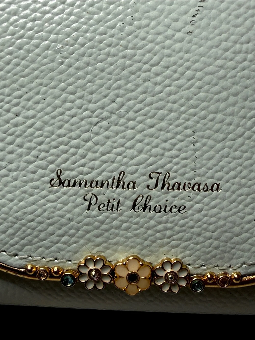 Samantha Thavasa Mint Green Petit Choice Pebbled Leather Wallet with Gold Trim
